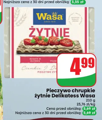 Pieczywo chrupkie żytnie Delikatess Wasa promocja w Dino