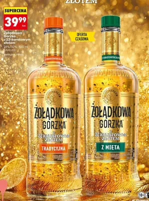 Likier Żołądkowa Gorzka Tradycyjna z 22-karatowym złotem promocja w Biedronka