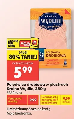 Polędwica drobiowa w plastrach Kraina Wędlin promocja w Biedronka