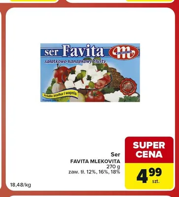 Ser sałatkowo-kanapkowy Favita Mlekovita 16% promocja w Carrefour Market