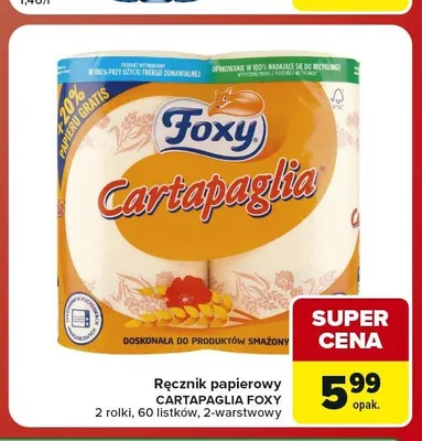 Ręcznik papierowy Cartapaglia Foxy 2-pak promocja w Carrefour Market