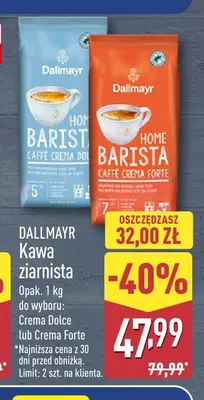 Kawa ziarnista Crema Dolce Dallmayr promocja w Aldi