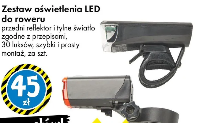 Zestaw oświetlenia LED do roweru promocja w Tedi