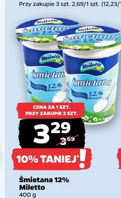 Śmietana 12% Miletto promocja w Netto