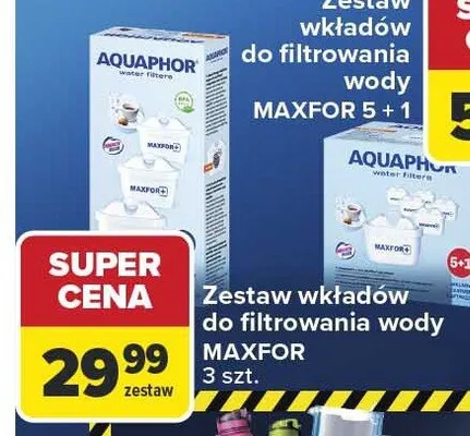 Zestaw wkładów do filtrowania wody AQUAPHOR MAXFOR 3szt. promocja w Carrefour
