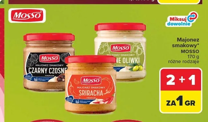 Majonez smakowy Mosso Sriracha promocja w Carrefour Market