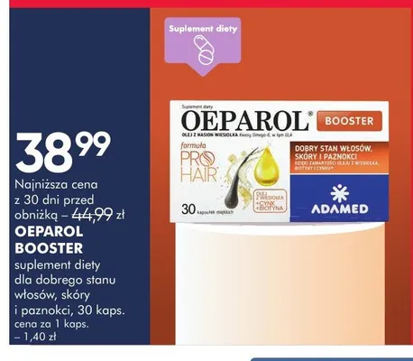 Suplement diety dla dobrego stanu włosów, skóry i paznokci Oeparol Booster promocja w Super-Pharm