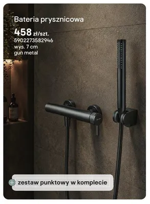 Bateria prysznicowa Valvex Travis wys. 7 cm gun metal promocja w Castorama