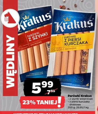 Parówki z piersi kurczaka drobiowe Krakus promocja w Netto