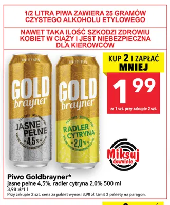 Piwo Goldbrayner radler cytryna 2,0% promocja w LEWIATAN