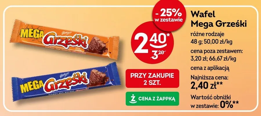 Wafel Mega Grześki kakaowy promocja w Żabka