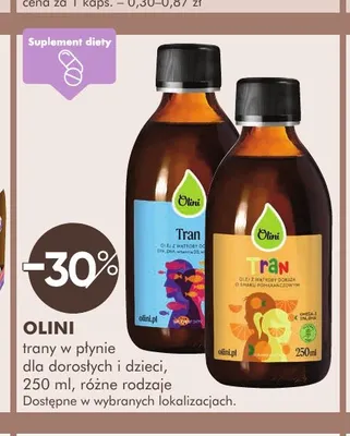 Tran w płynie dla dzieci Olini promocja w Super-Pharm