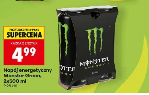 Napój energetyczny Monster Green 2-pak 500ml promocja w Biedronka