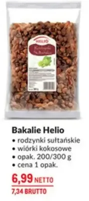 Bakalie Helio rodzynki sułtańskie wiórki kokosowe promocja w Makro