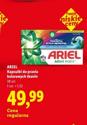 Kapsułki do prania kolorowych tkanin Ariel Allin1 Pods promocja w Lidl