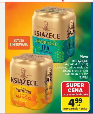 Piwo Książęce Tropical IPA 4-pak promocja w Carrefour
