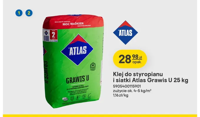 Klej do styropianu i siatki Atlas Grawis U promocja w Castorama