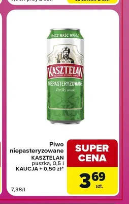 Piwo niepasteryzowane Kasztelan promocja w Carrefour Market