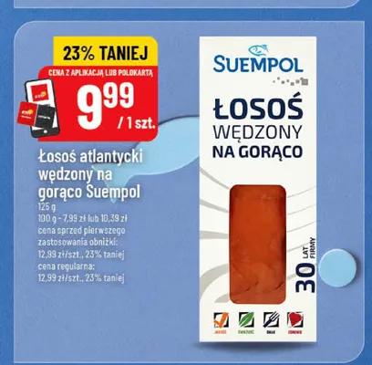 Łosoś atlantycki wędzony na gorąco Suempol promocja w POLOmarket