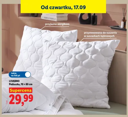 Poduszka Livarno 70x80 cm promocja w Lidl