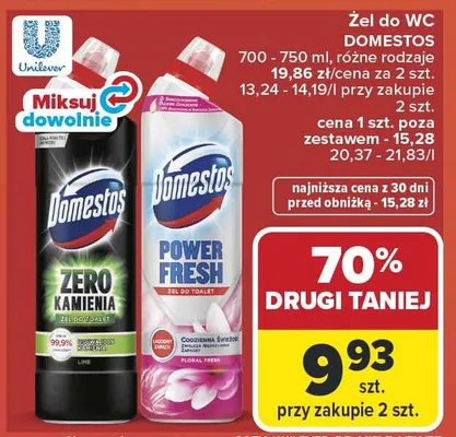 Żel do WC Domestos Power Zero Kamienia promocja w Carrefour