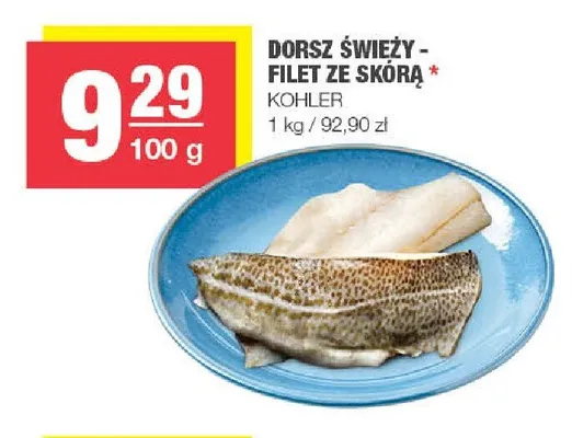Dorsz świeży filet ze skórą Kohler promocja w SPAR