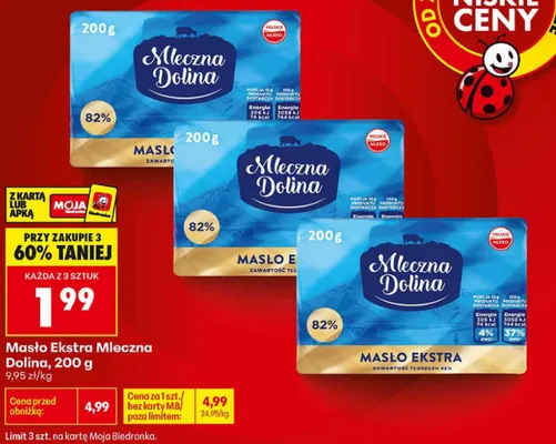 Masło Ekstra Mleczna Dolina promocja w Biedronka