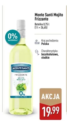 Wino bezalkoholowe Monte Santi Mojito Frizzante promocja w Aldi
