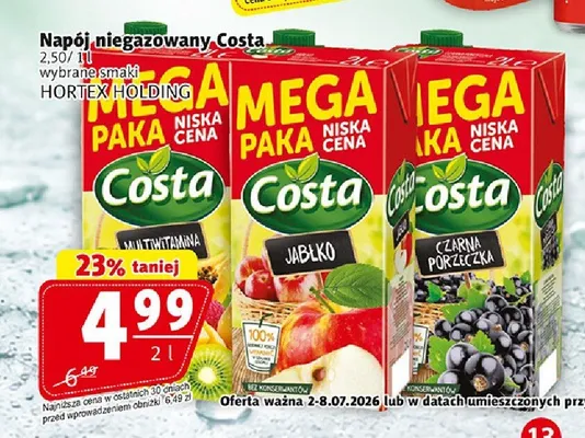 Napój niegazowany Costa Multiwitamina promocja w Prim Market