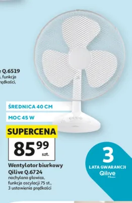 Wentylator biurkowy Qilive Q.6724 promocja w Auchan