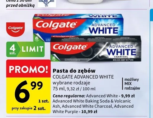 Pasta do zębów Colgate Advanced White Charcoal promocja w Intermarche