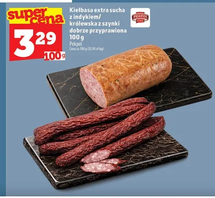 Kiełbasa extra sucha z indykiem Pekpol promocja w TOPAZ