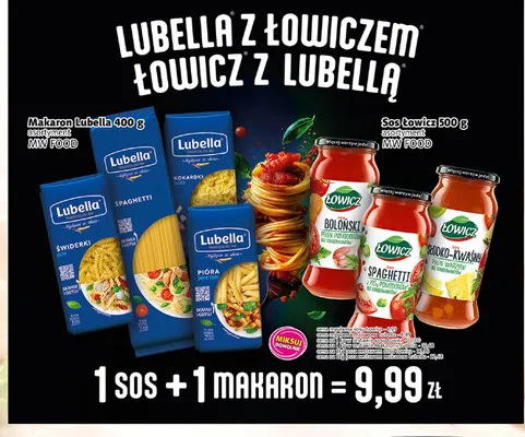 Zestaw sos Łowicz 500 g + makaron Lubella 400 promocja w Prim Market