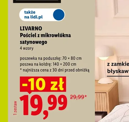 Pościel z mikrowłókna satynowego 140x200 cm Livarno promocja w Lidl
