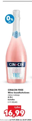 Wino bezalkoholowe CIN&CIN Free promocja w Kaufland
