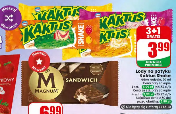 Lody na patyku Kaktus Shake promocja w Dino