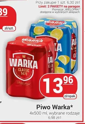 Piwo bezalkoholowe Warka Radler 4-pak 500 ml promocja w Delikatesy Sezam