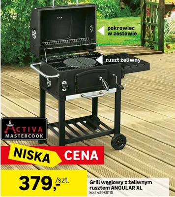 Grill węglowy z żeliwnym rusztem angular xl Activa promocja w Leroy Merlin