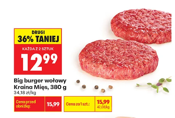 Big burger wołowy Kraina Mięs promocja w Biedronka