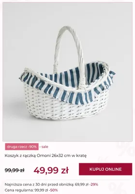 Koszyk z rączką Omoni 26x32 cm w kratę promocja w home&you