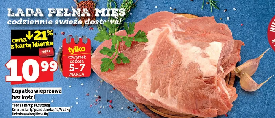 Łopatka wieprzowa bez kości promocja w TOPAZ
