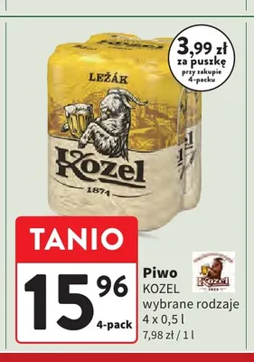 Piwo Kozel 4-pak promocja w Intermarche
