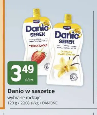 Serek homogenizowany Danio w saszetce truskawkowy promocja w Marketvita
