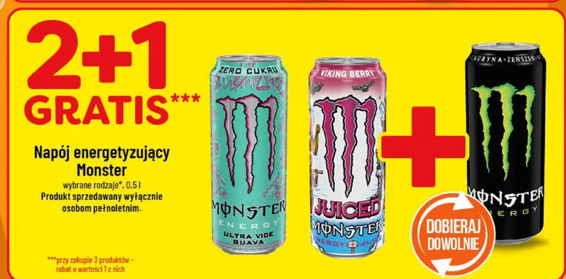 Napój energetyzujący Monster różne rodzaje promocja w POLOmarket