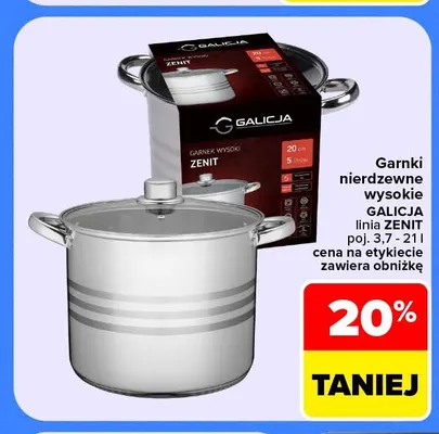 Garnki nierdzewne wysokie Galicja Zenit promocja w Carrefour