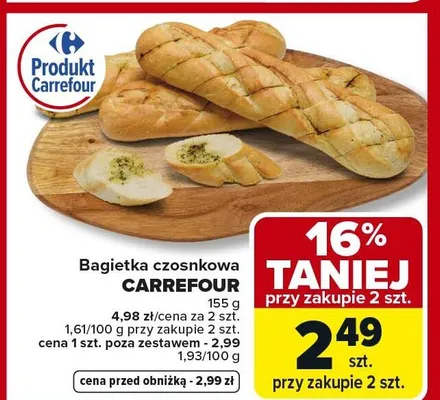 Bagietka czosnkowa promocja w Carrefour