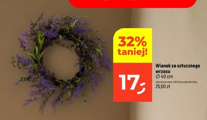 Wianek ze sztucznego wrzosu promocja w Dealz