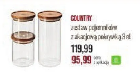 Zestaw pojemników z akacjową pokrywką Country 3 szt. promocja w Stokrotka