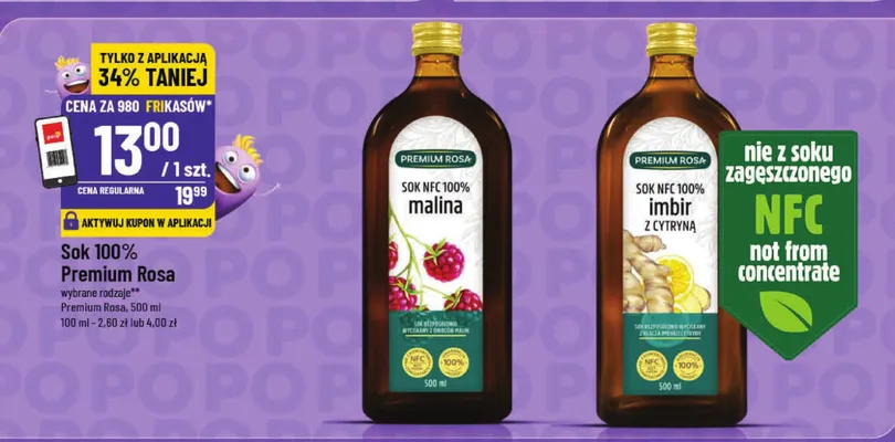 Sok 100% malina promocja w POLOmarket