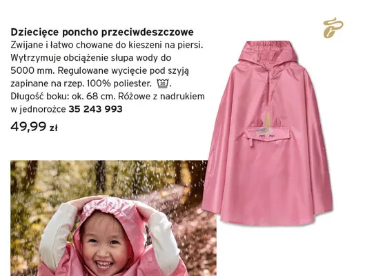 Dziecięce poncho przeciwdeszczowe promocja w Tchibo